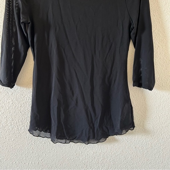 TDC Women’s Sheer Top Medium Black Mock Neck Dark Grunge Gothic Party Date Rave - Picture 2 of 10